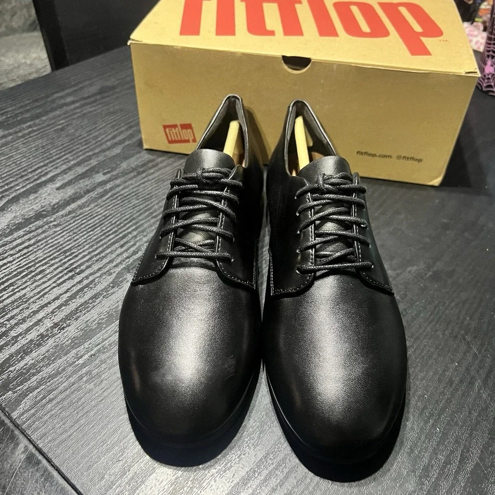 Adeola Leather Lace-Up Derbys AF9-090-070 Black Men's Dress Shoes Size‎ 9 NEW